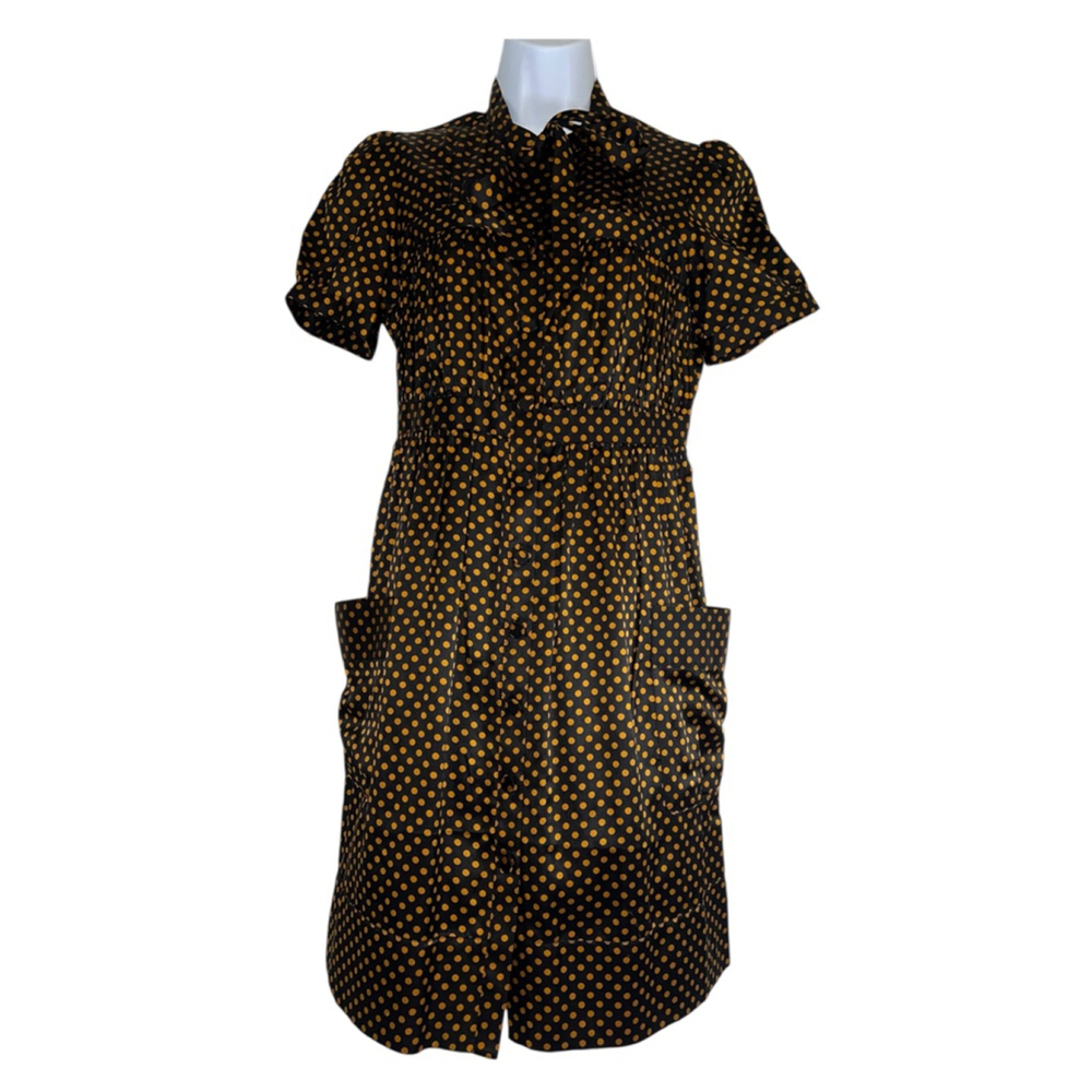 Women's SILK FRENCH CONNECTION Black Polka Dot Dress Size 6
